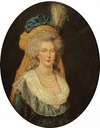 Marie Antoinette wearing bouffant coiffure and saffron veil by ? (location ?) From pinterest.com:source:vivelareine.tumblr.com