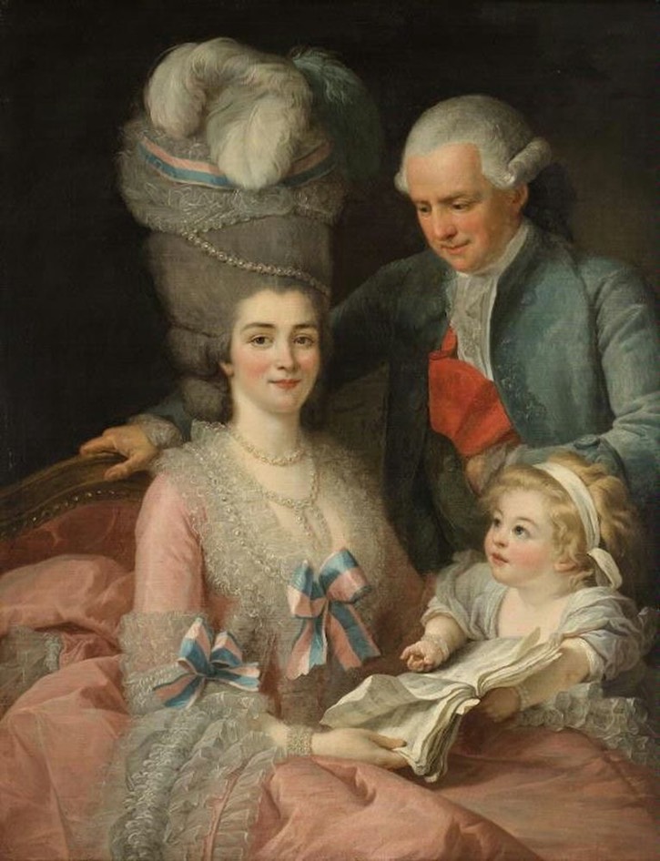 Marquis Bergeret de Prouville with his wife Mme Desroches Bournay by Vigée-Lebrun or Roslin (Helsingborg, Sweden - specific location unknown to gogm) From pinterest.com/ccantiqs/18th-century-fashion-history/ X 1.25