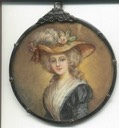 Miniature of Marie Antoinette wearing a straw hat
