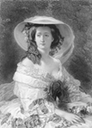 Print after Winterhalter's portrait of Empress Eugénie in a wide-brimmed hat