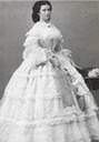 1860 Sisi standing while wearing a white gown by Ludwig Angerer
