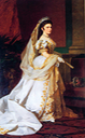 Sisi in Hungarian court dress carrying her veil by ? (location unknown to gogm)