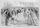 1869 (April issue) "State Ball at the Tuileries — Presentation to the Emperor," published in Harper's Weekly