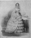1853 The Empress Eugénie, famous for her elaborate toilettes, wedding dress